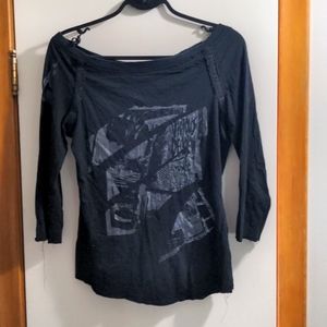 Lip service black 3/4 length sleeve shirt. Size large